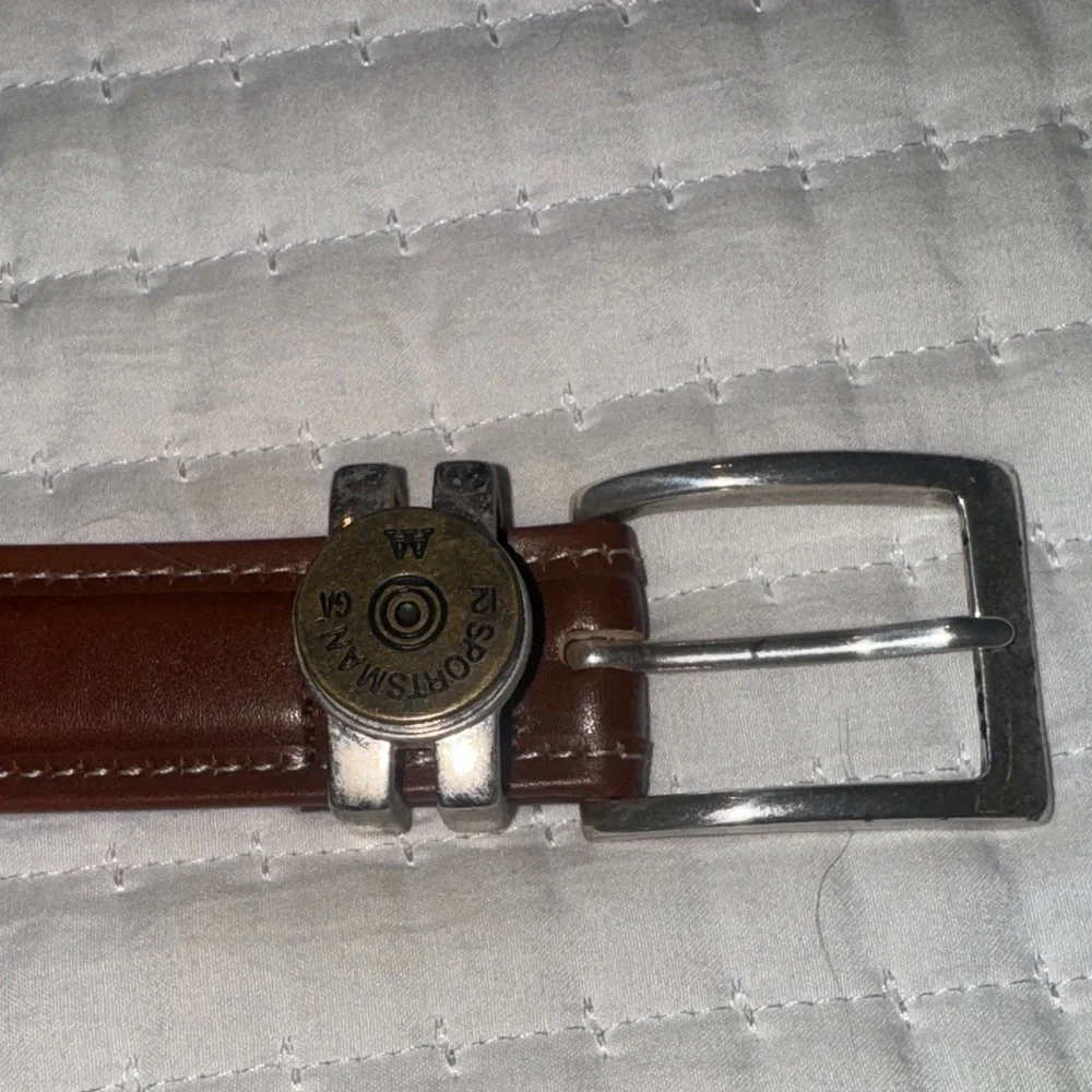 Brown Leather Belt with Silver Buckle